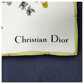 Dior-Dior White Printed Silk Scarf-White