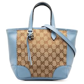 Gucci-Gucci Brown GG Canvas Bree Satchel-Brown,Other,Light blue