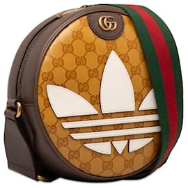 Gucci-Gucci Brown x Adidas Small Ophidia Round Crossbody-Brown