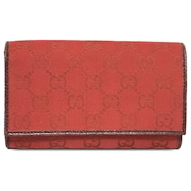 Gucci-Gucci Red GG Canvas Long Wallet-Red