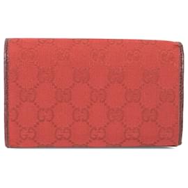 Gucci-Gucci Red GG Canvas Long Wallet-Red
