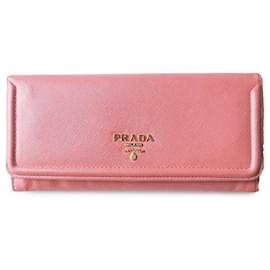 Prada-Prada Pink Saffiano Leather Long Wallet-Pink