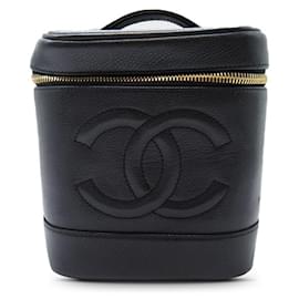 Chanel-Estojo Chanel Preto CC Caviar-Preto