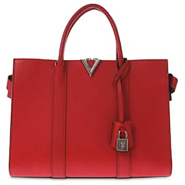 Louis Vuitton-Louis Vuitton Red Monogram Cuir Plume Very Tote MM-Red