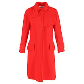 Victoria Beckham-Victoria Beckham Bouclé Coat in Red Wool-Red