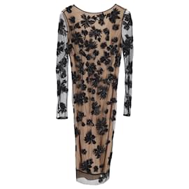 Jason Wu-Jason Wu Embellished Sheer Sleeve Dress in Beige Polyester-Brown,Beige