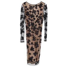 Robe à manches transparentes ornée Jason Wu en polyester beige Marron Beige