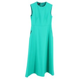 Rochas Sleeveless Dress in Teal Wool Other Green