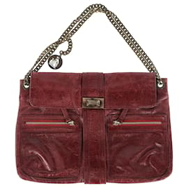 Lanvin-Lanvin Chain Linked Shoulder Bag in Red Leather-Red