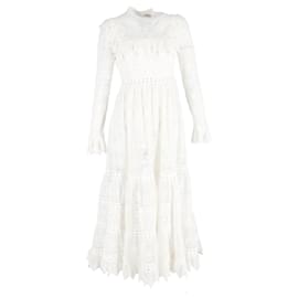Zimmermann-Zimmermann Prima Broderie Anglaise Midi Dress in White Polyester-White
