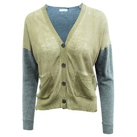 Dries Van Noten Graue und braune Strickjacke Braun