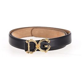Cinto com logotipo barroco Dolce & Gabbana D&G em couro preto Preto