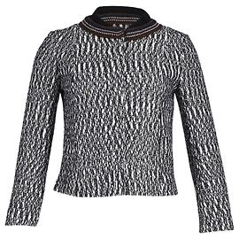 Giacca Tory Burch in tweed in cotone bianco e nero Nero