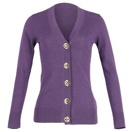 Tory Burch Simone Cardigan em lã roxa Roxo
