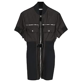 Paco Rabanne-Paco Rabanne Front Zip Bodycon Mini Dress in Black Silk-Black