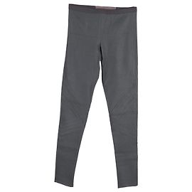 Legging Rick Owens en cuir gris Marron