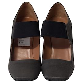 Prada-Zapatos de salón Prada Scholar en satén gris oscuro-Gris