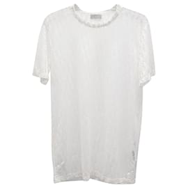 Dior-Dior Oblique Sheer T-shirt in White Viscose-White