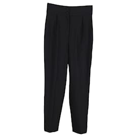 Dolce & Gabbana-Dolce & Gabbana Pleated Trousers in Black Wool-Black