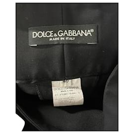 Dolce & Gabbana-Calças plissadas Dolce & Gabbana em lã preta-Preto