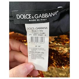 Dolce & Gabbana-Calças cintilantes Dolce & Gabbana em poliéster com lantejoulas douradas-Dourado
