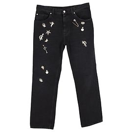 Jeans decorati Alexander McQueen in denim di cotone nero Nero