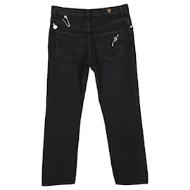 Alexander Mcqueen-Alexander McQueen Embellished Jeans in Black Cotton Denim-Black