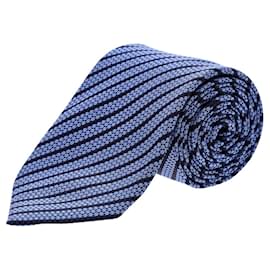 Ermenegildo Zegna-Ermenegildo Zegna Striped Pattern Necktie in Blue Silk-Blue