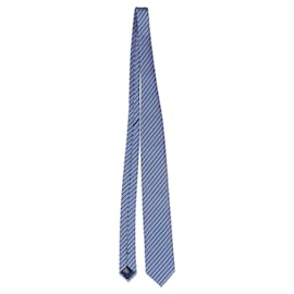 Ermenegildo Zegna-Ermenegildo Zegna Striped Pattern Necktie in Blue Silk-Blue