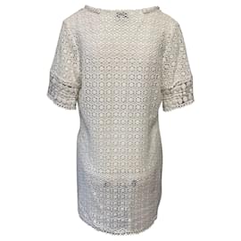 Autre Marque-Miguelina Cocktail Lace Dress in White Cotton-White