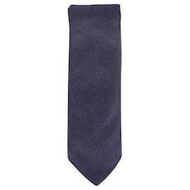 Prada-Cravate imprimée Prada en soie bleu marine-Bleu,Bleu Marine