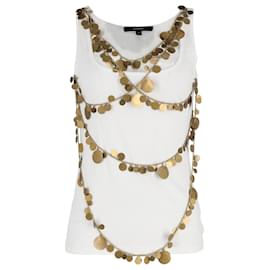 Givenchy-Top sans manches Givenchy avec pièces d'or en coton blanc-Blanc