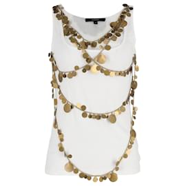 Top sem mangas Givenchy com moedas de ouro em algodão branco Branco