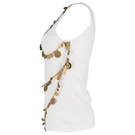 Givenchy-Top smanicato Givenchy con Monete Dorate in Cotone Bianco-Bianco