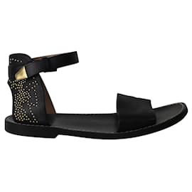 Chloé-Sandali piatti open-toe decorati Chloe in pelle nera-Nero