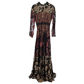 Lanvin Fall 2015 RTW Embroidered Maxi Dress in Multicolor Viscose Other Python print