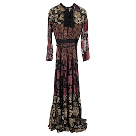 Lanvin-Lanvin Fall 2015 RTW Embroidered Maxi Dress in Multicolor Viscose-Other,Python print