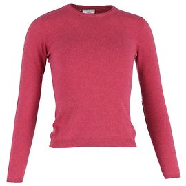 Brunello Cucinelli Pullover mit Ellenbogenflicken aus rosa Kaschmir Pink