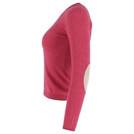 Brunello Cucinelli-Suéter pulôver com remendo de cotovelo Brunello Cucinelli em caxemira rosa-Rosa