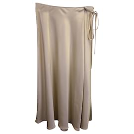 Theory-Theory Overlap Midi Skirt in Beige Triacetate-Brown,Beige