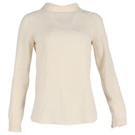 Moschino-Moschino Button-Sown Shirt in Beige Silk-Brown,Beige