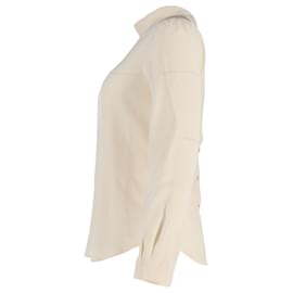 Moschino-Moschino Button-Sown Shirt in Beige Silk-Beige