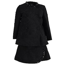Simone Rocha-Conjunto de abrigo y falda con adornos en acrílico negro de Simone Rocha-Negro