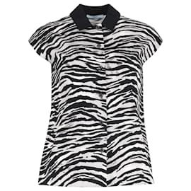 Prada-Prada Zebra Print Short Sleeve Shirt in Animal Print Cotton-Other,Python print