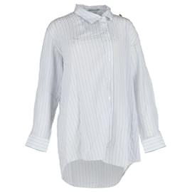 Balenciaga-Balenciaga Asymmetric Striped Shirt in White Cotton-White