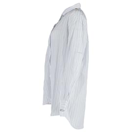 Balenciaga-Balenciaga Asymmetric Striped Shirt in White Cotton-White