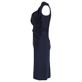 Christian Dior-Christian Dior One Shoulder Dress in Navy Blue Cotton-Blue,Navy blue