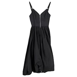 Alexander Mcqueen-Alexander McQueen Parachute Midi Dress in Black Cotton-Black