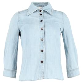 Chloé-Chloe 3/4 bietet dieses Hemd einen entspannten und mühelos stilvollen Look-Blau,Hellblau