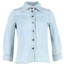 Chloé Chloe 3/4 Sleeve Shirt in Light Blue Denim Blue Light blue